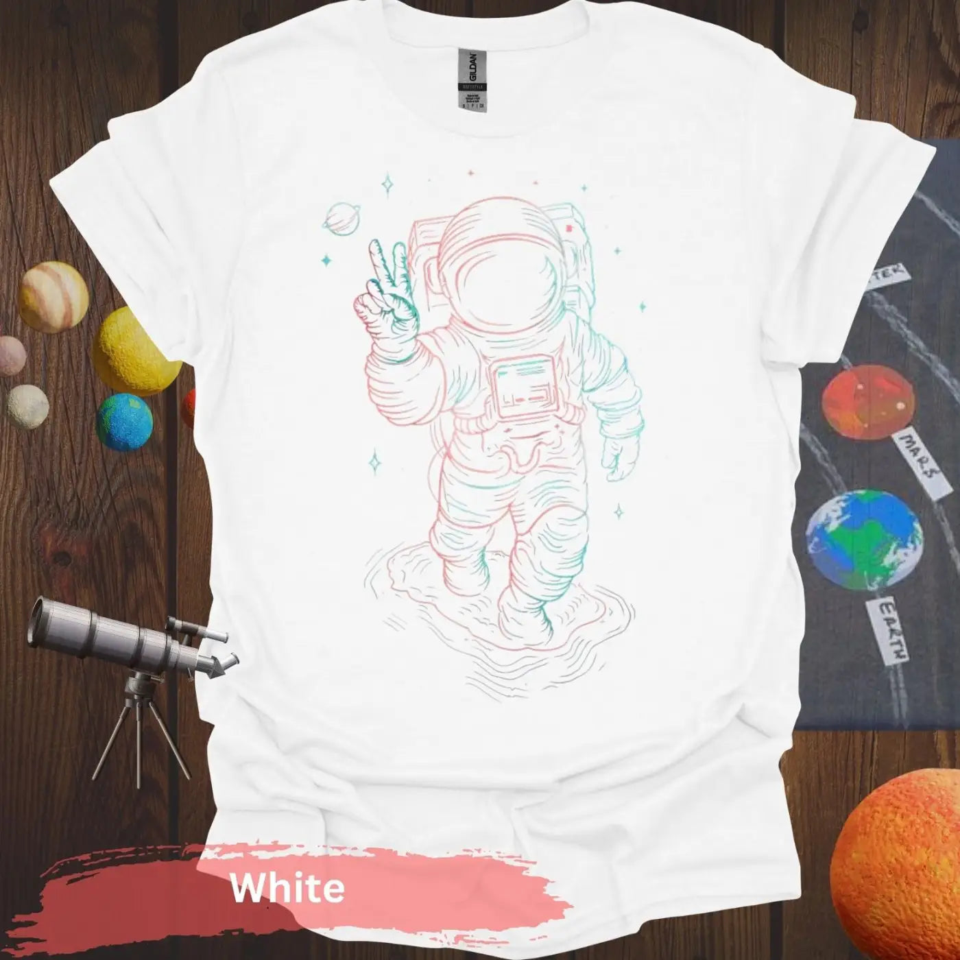 Cosmic Peace Astronaut Shirt - S - Unisex / White - Physical Item