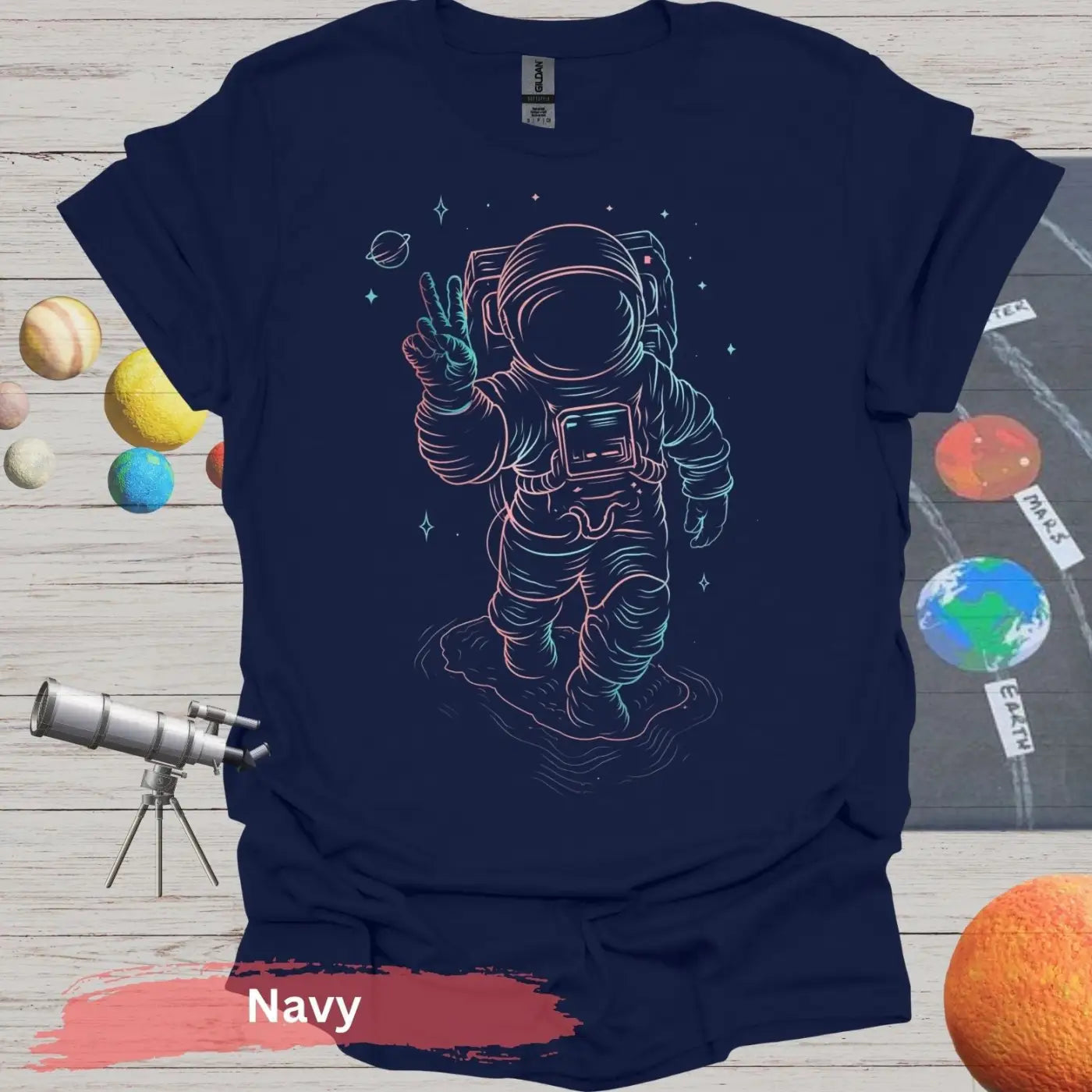 Cosmic Peace Astronaut Shirt - S - Unisex / Navy - Physical Item