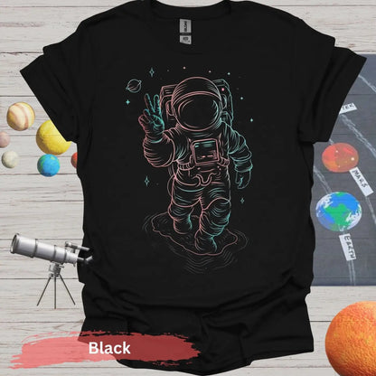 Cosmic Peace Astronaut Shirt - S - Unisex / Black - Physical Item