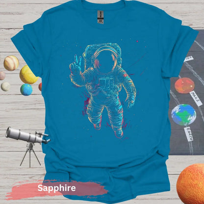 Cosmic Peace Astronaut T-shirt - S - Unisex / Sapphire - Physical Item