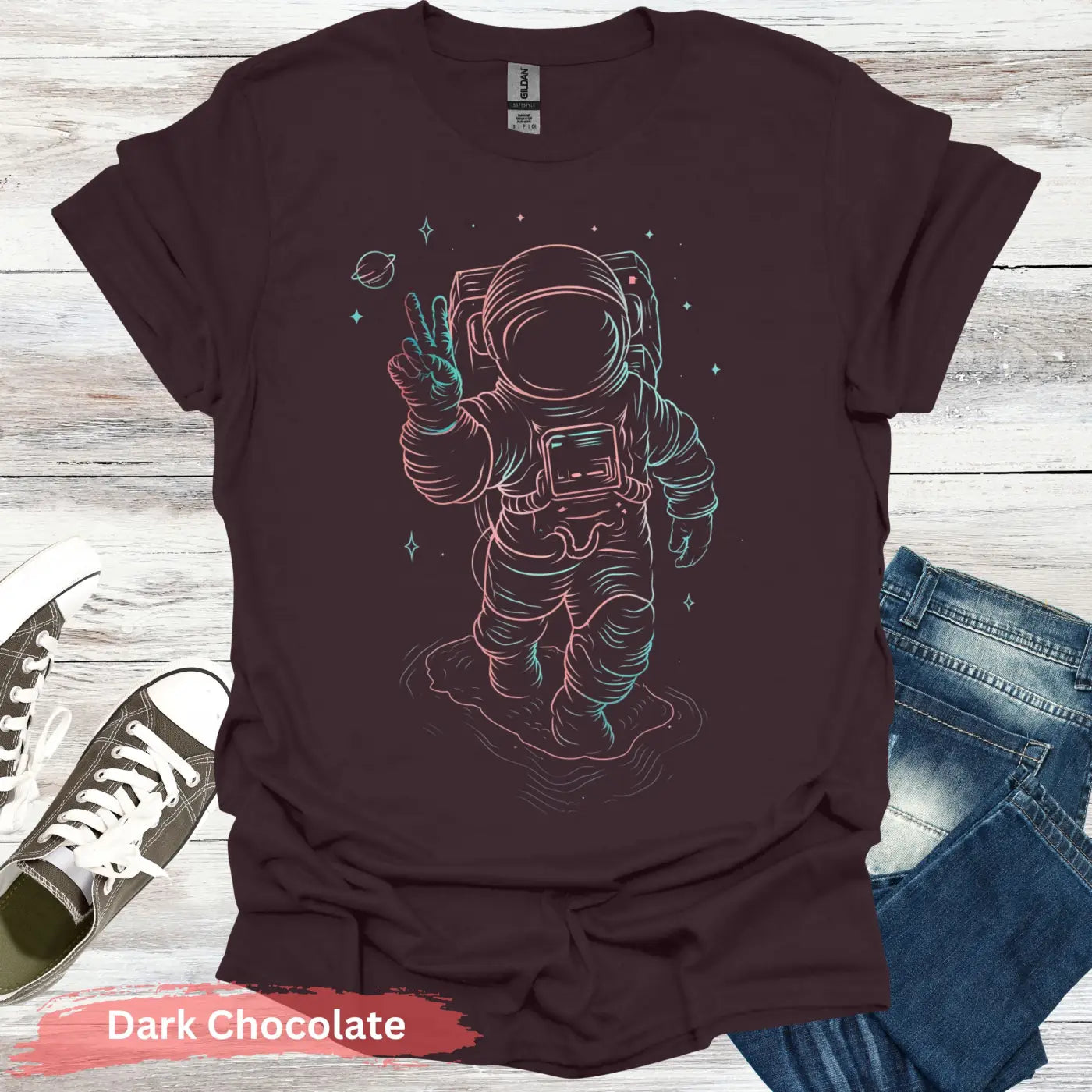 Cosmic Peace Shirt - S - Unisex / Dark Chocolate - Physical Item
