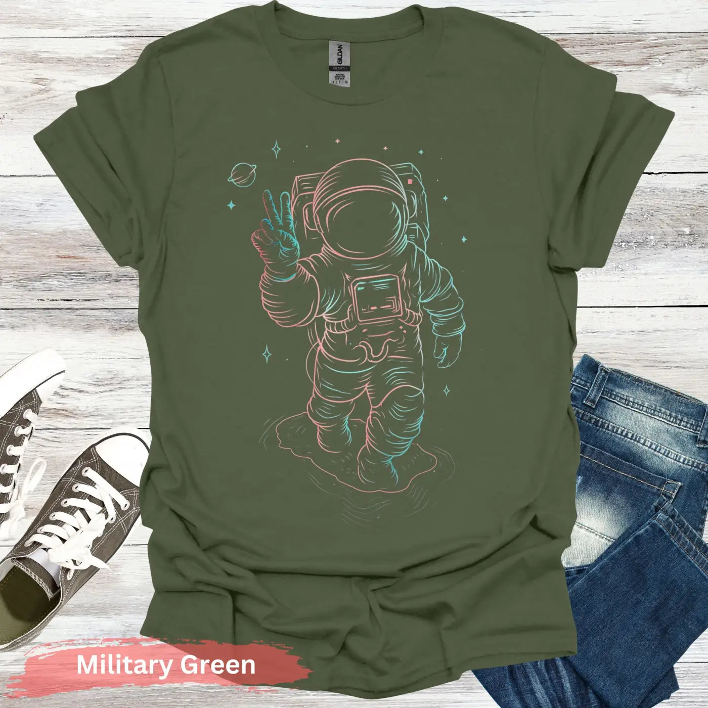 Cosmic Peace Shirt - S - Unisex / Military Green - Physical Item