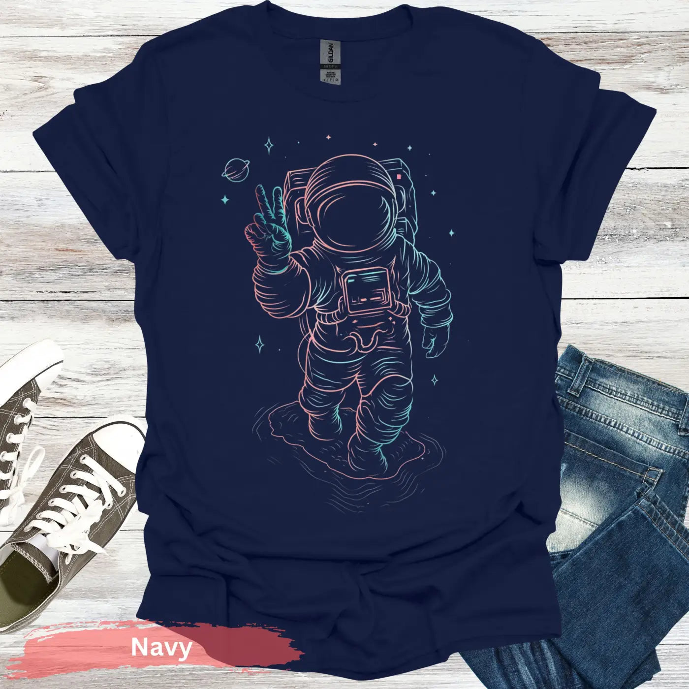 Cosmic Peace Shirt - S - Unisex / Navy - Physical Item