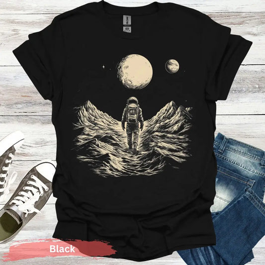 Cosmic Wanderer Astronaut T-shirt - S / Black - Physical Item