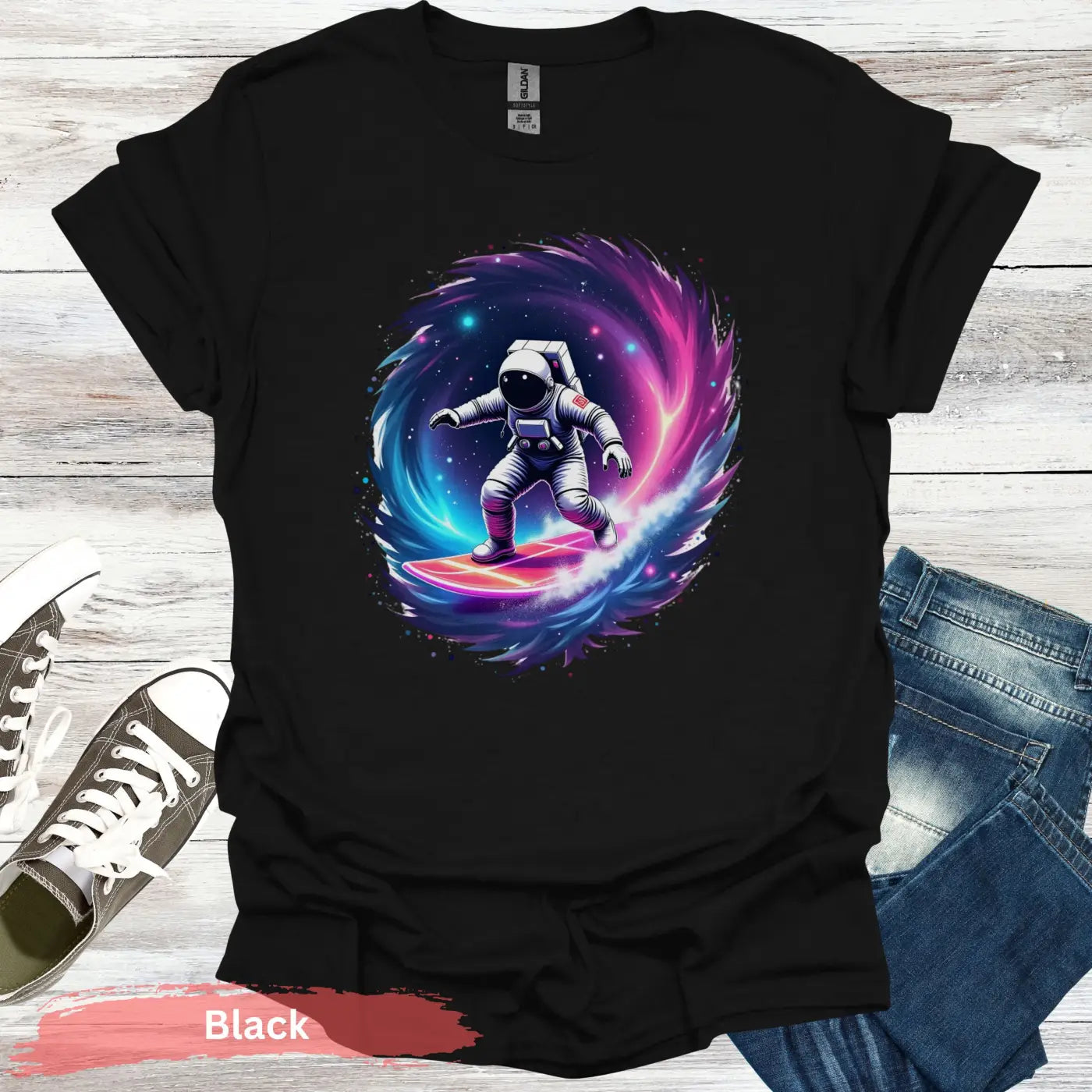 Cosmic Wave Rider T-shirt - S / Black - Physical Item