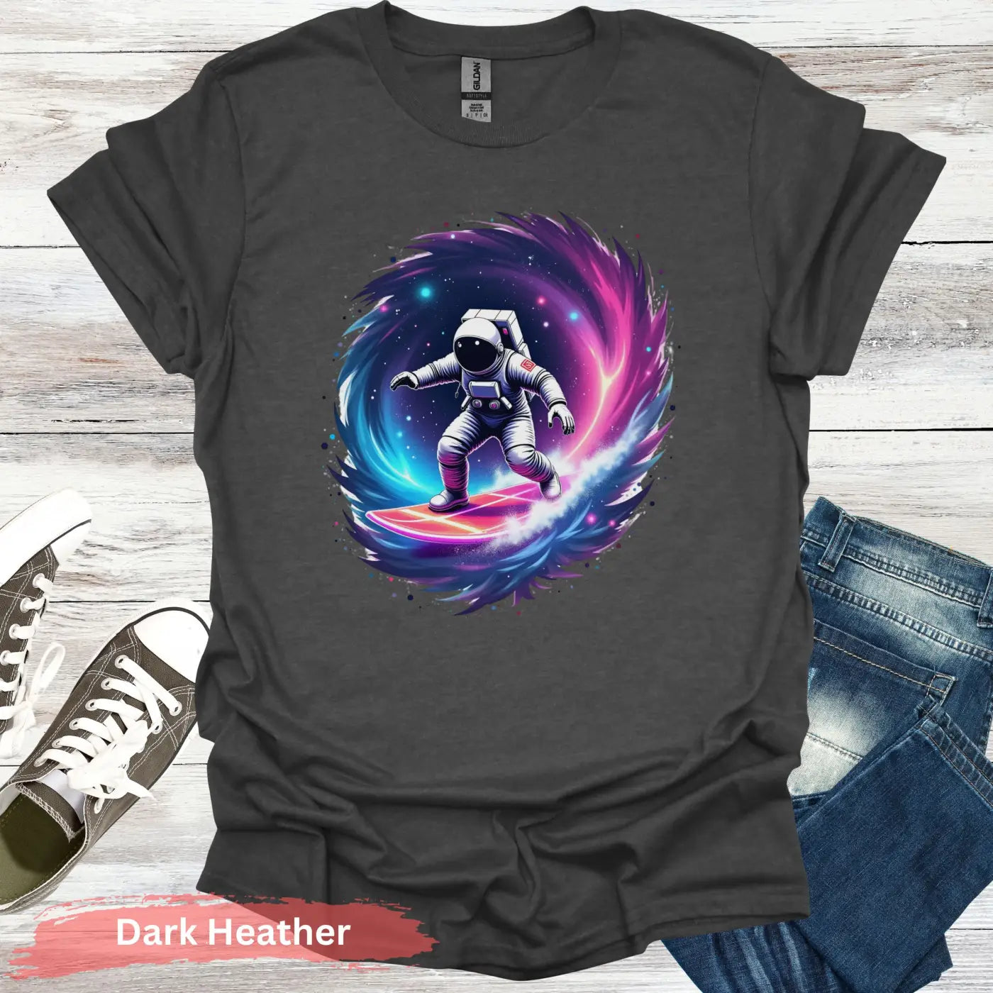 Cosmic Wave Rider T-shirt - S / Dark Heather - Physical Item