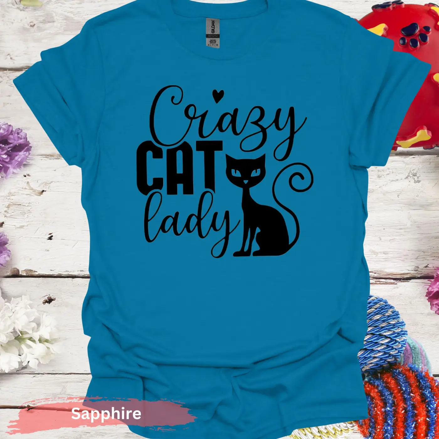 Crazy Cat Lady Graphic T-Shirt - S / Sapphire - Physical Item