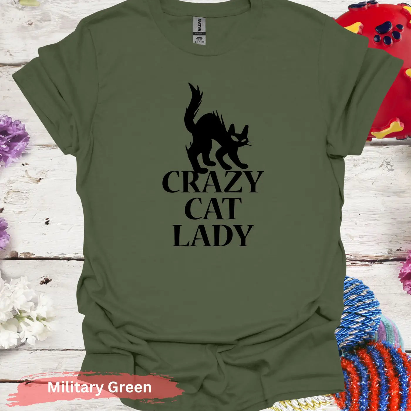 Crazy Cat Lady T-shirt - S / Military Green - Physical Item