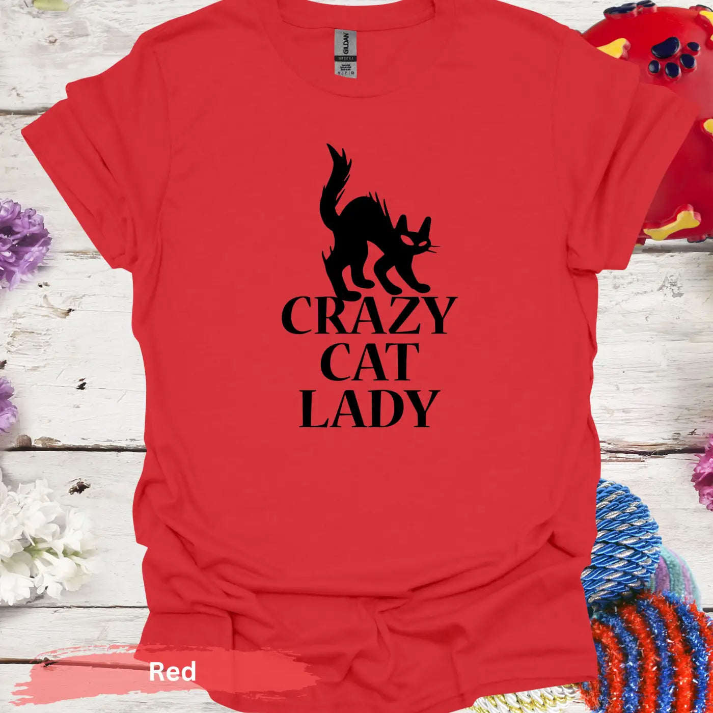 Crazy Cat Lady T-shirt - S / Red - Physical Item