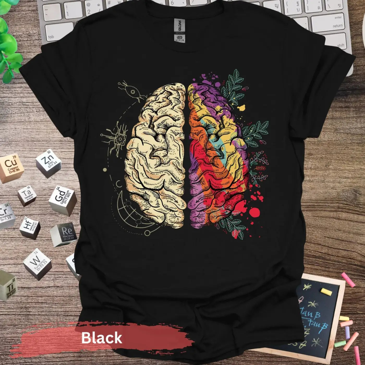 Creative and Logical Human Brain T-shirt - S / Black - Physical Item