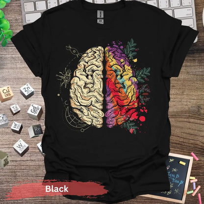 Creative and Logical Human Brain T-shirt - S / Black - Physical Item