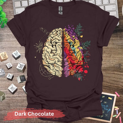 Creative and Logical Human Brain T-shirt - S / Dark Chocolate - Physical Item