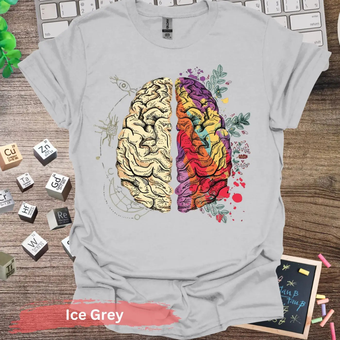 Creative and Logical Human Brain T-shirt - S / Ice Grey - Physical Item