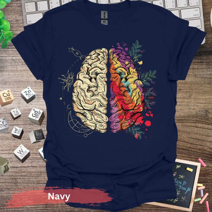 Creative and Logical Human Brain T-shirt - S / Navy - Physical Item