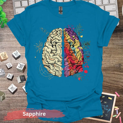 Creative and Logical Human Brain T-shirt - S / Sapphire - Physical Item