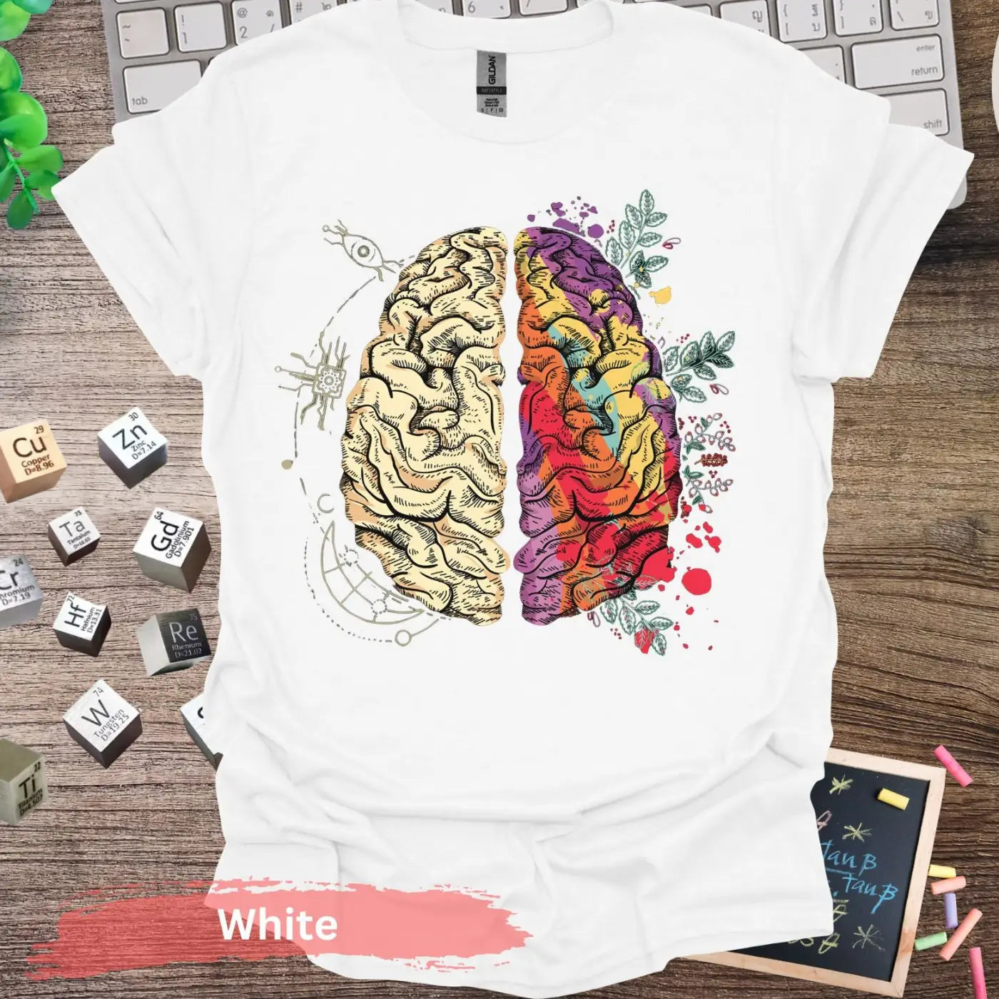 Creative and Logical Human Brain T-shirt - S / White - Physical Item