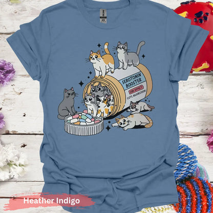 Cute Cats Serotonin Booster T-Shirt - S / Heather Indigo - Physical Item