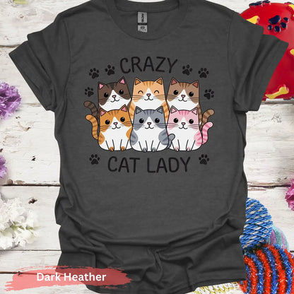 Cute Crazy Cat Lady T-shirt - S / Dark Heather - Physical Item