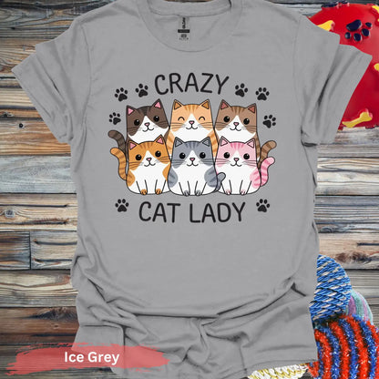 Cute Crazy Cat Lady T-shirt - S / Ice Grey - Physical Item