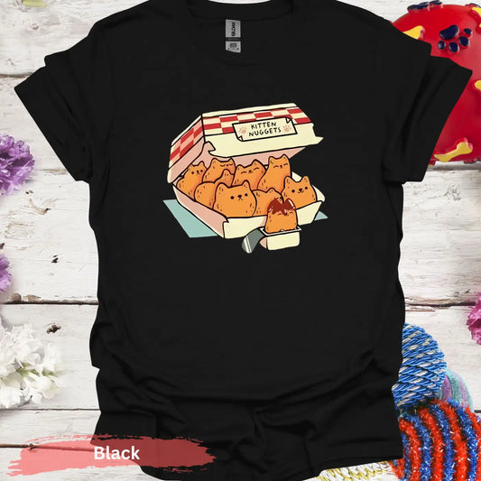 Cute Kitten Nuggets Funny T-shirt - S / Black - Physical Item