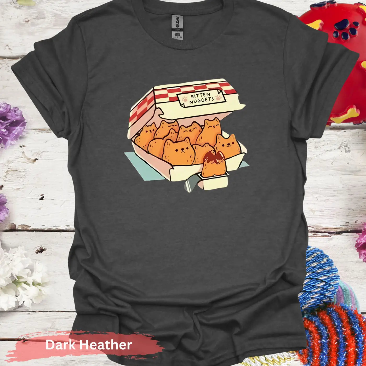 Cute Kitten Nuggets Funny T-shirt - S / Dark Heather - Physical Item