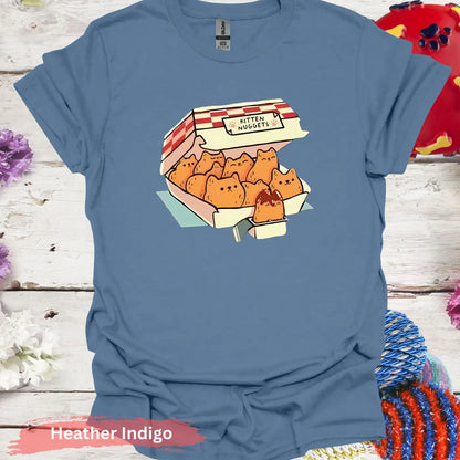 Cute Kitten Nuggets Funny T-shirt - S / Heather Indigo - Physical Item