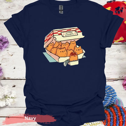 Cute Kitten Nuggets Funny T-shirt - S / Navy - Physical Item