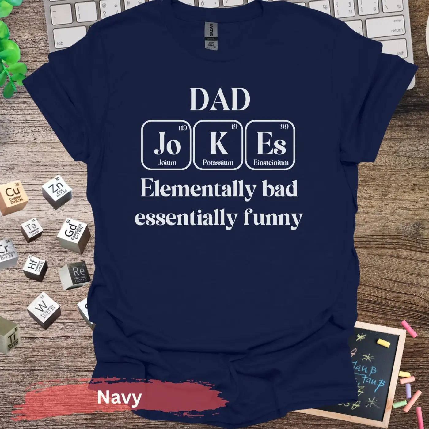 Dad Jokes elementally bad T-Shirt - S / Navy - Physical Item