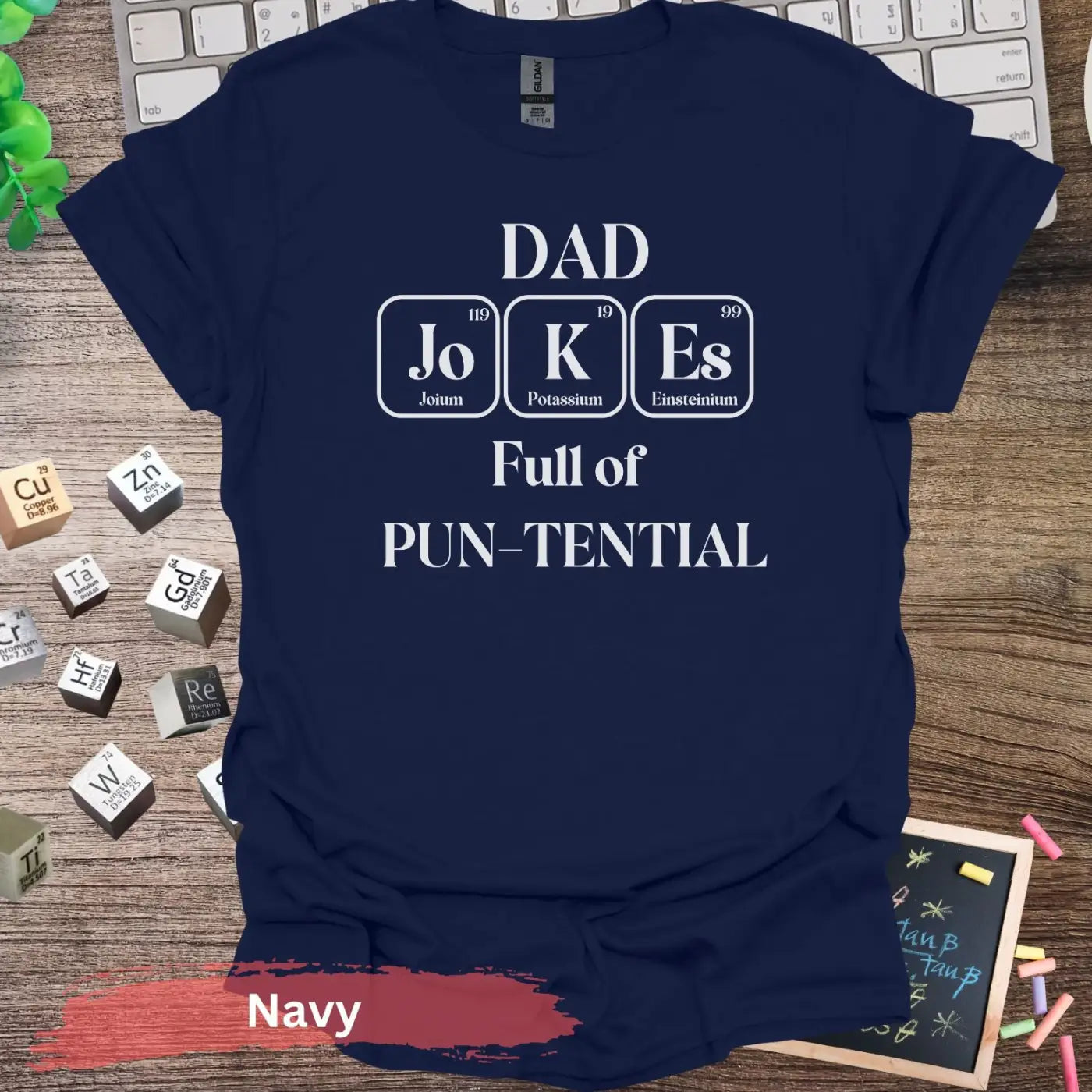 Dad Jokes Full Of Pun-tential T-Shirt - S / Navy - Physical Item