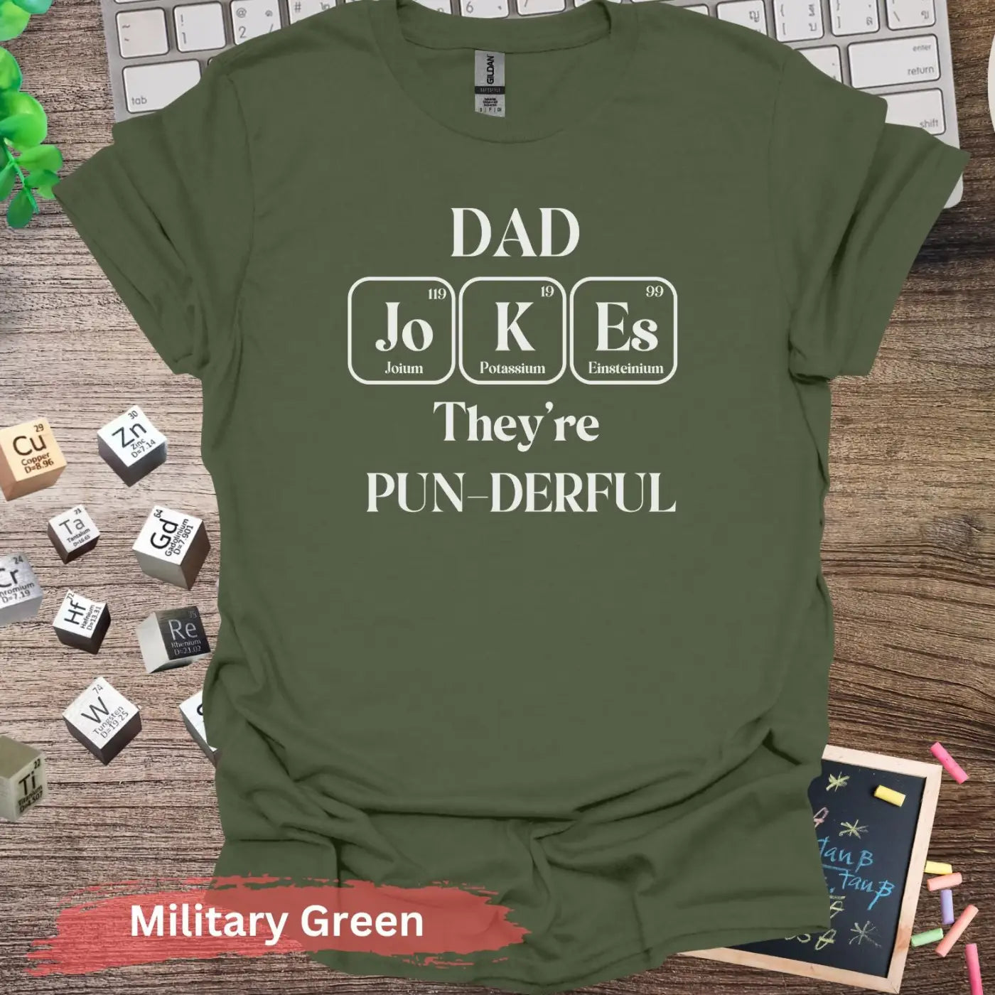 Dad Jokes They’re PUN-DERFUL T-Shirt - S / Military Green - Physical Item