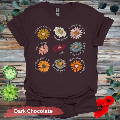 Inspirational Floral T-Shirt - S / Dark Chocolate - Physical Item