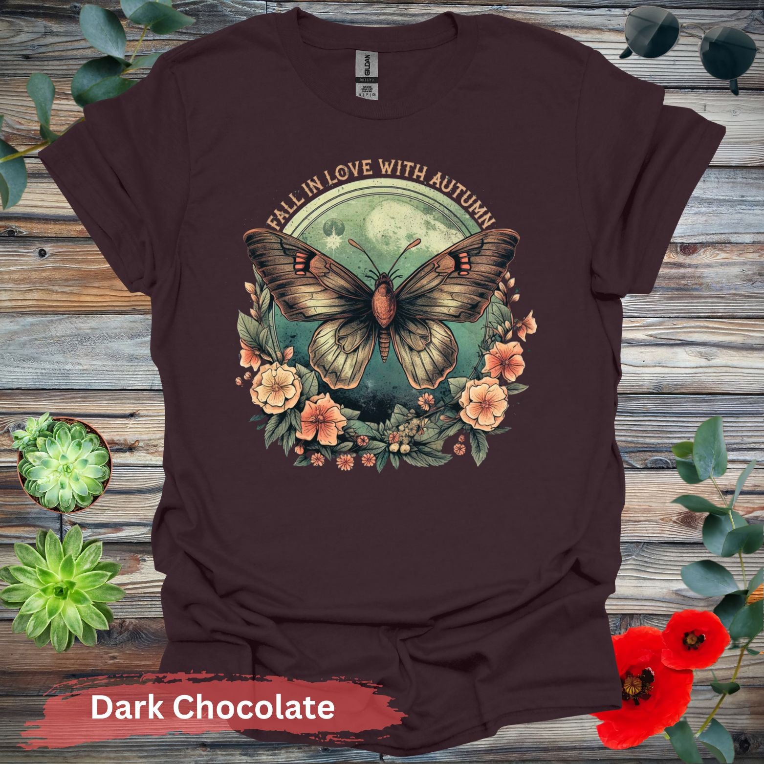 Fall In Love With Autumn T-Shirt - S / Dark Chocolate - Physical Item