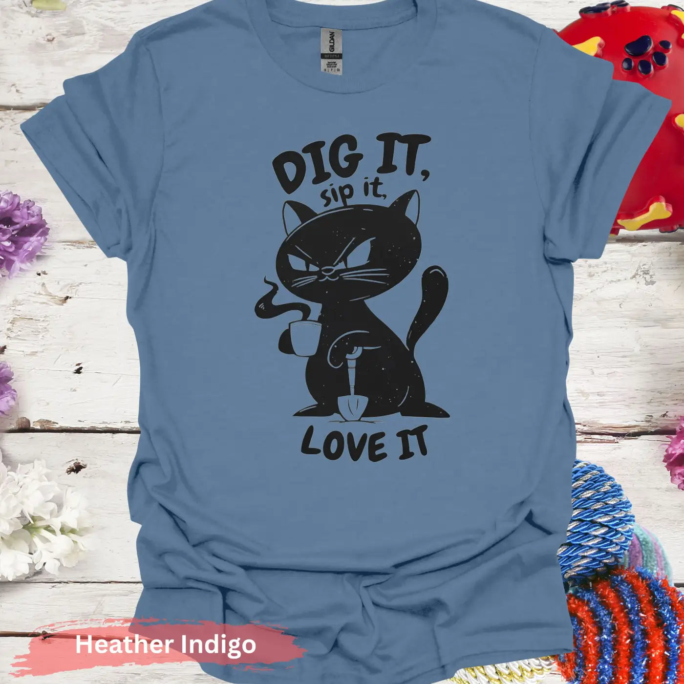 Dig it Sip Love T-shirt - S / Heather Indigo - Physical Item