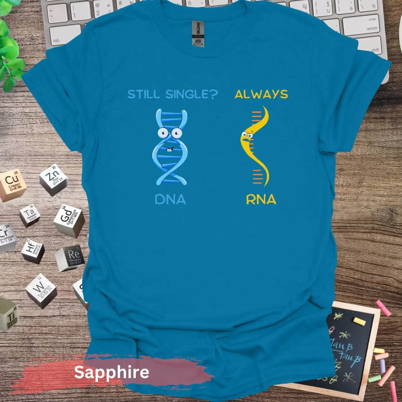 DNA RNA Meme T-shirt - S / Sapphire - Physical Item