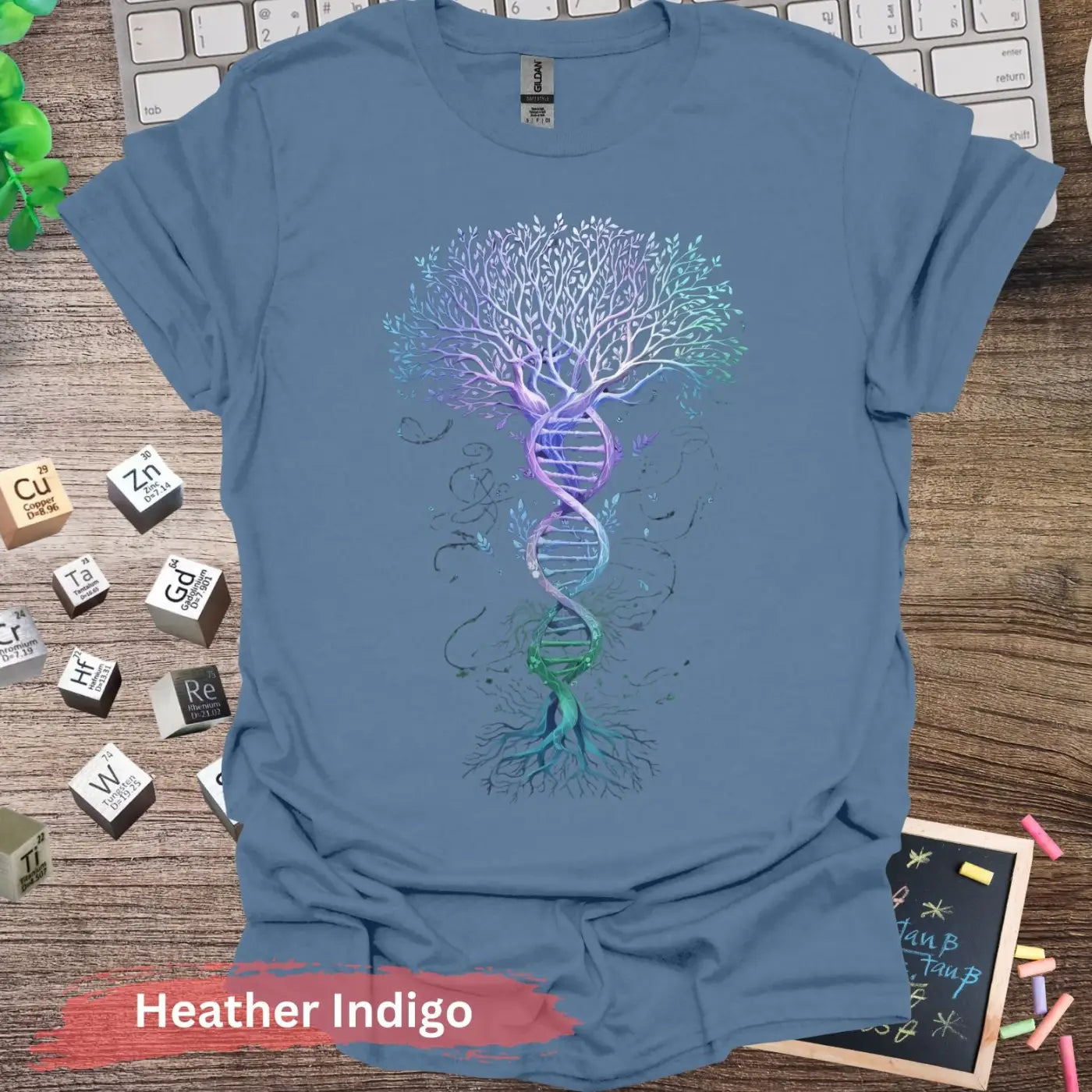 DNA The Roots of Life T-shirt - S / Heather Indigo - Physical Item