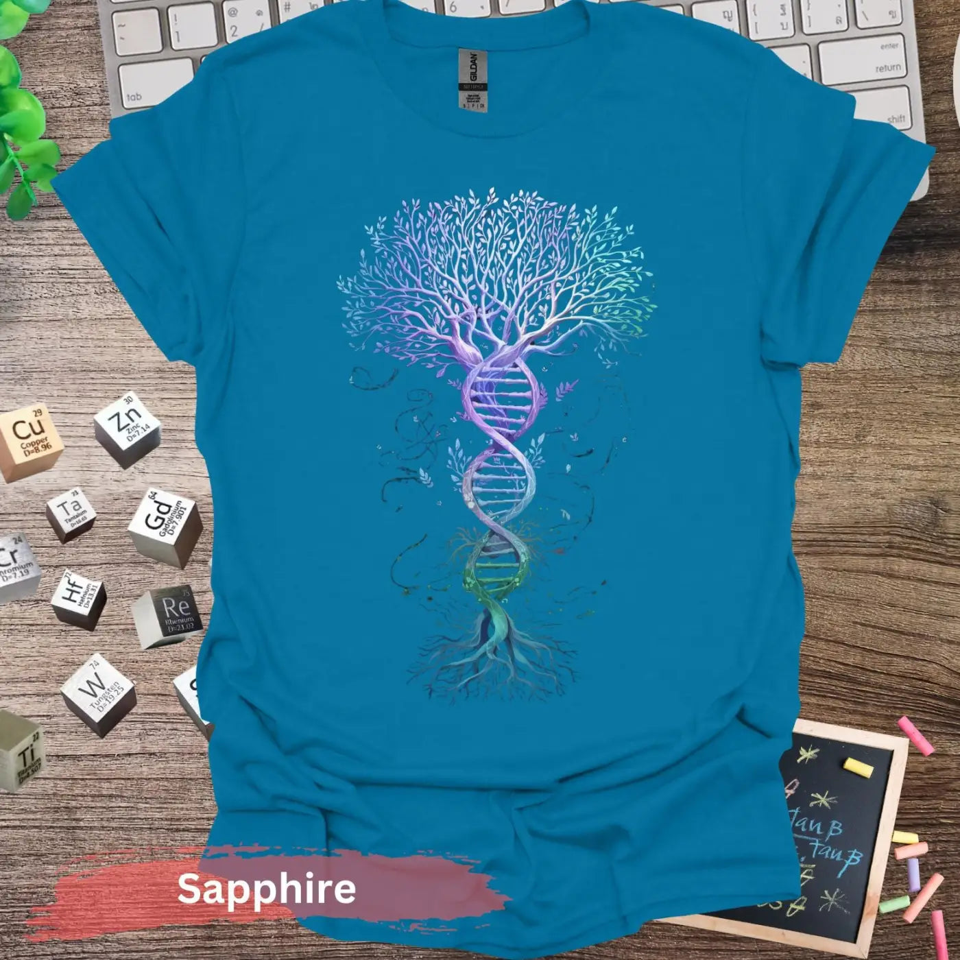 DNA The Roots of Life T-shirt - S / Sapphire - Physical Item