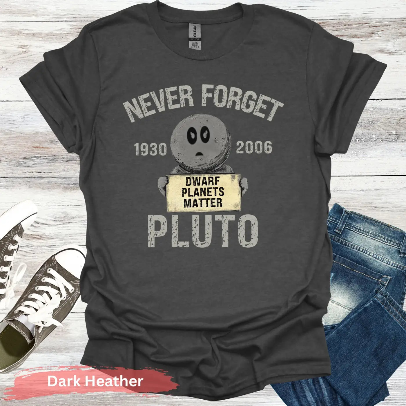 Dwarf Planets Matter T-Shirt - S / Dark Heather - Physical Item