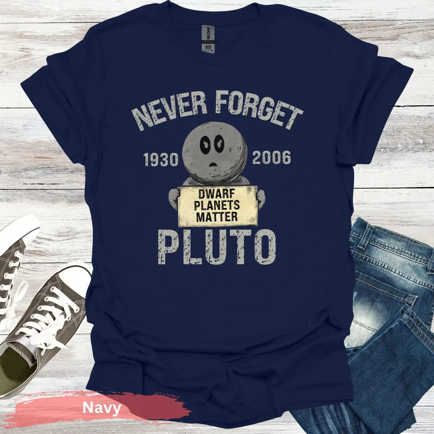 Dwarf Planets Matter T-Shirt - S / Navy - Physical Item