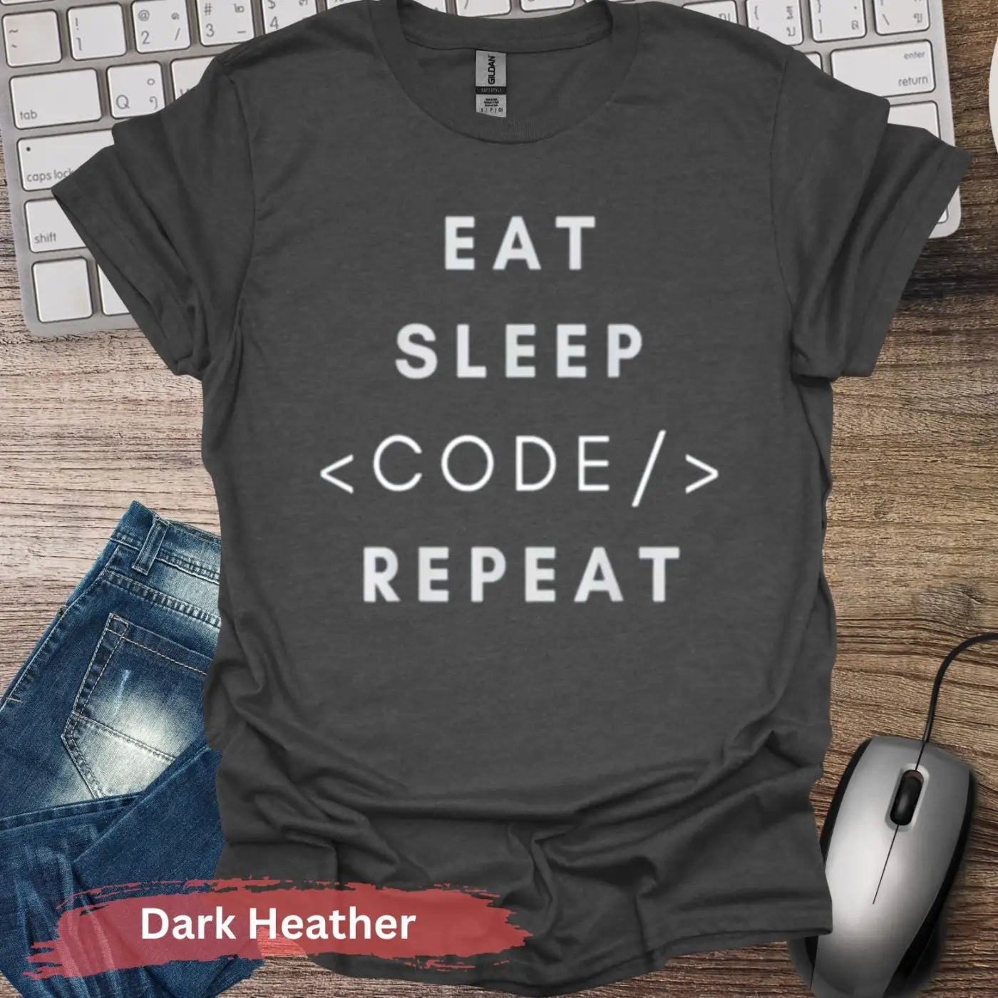 Eat Sleep Code Repeat T-shirt - S / Dark Heather - Physical Item