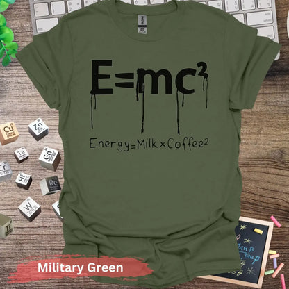 Einstein Equation Redefined T-shirt - Dark Design / S / Military Green - Physical Item