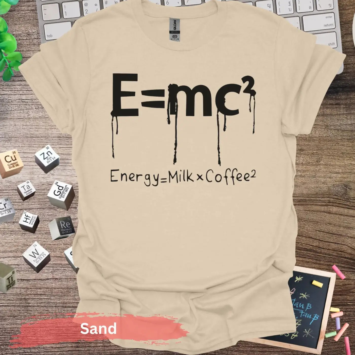 Einstein Equation Redefined T-shirt - Dark Design / S / Sand - Physical Item