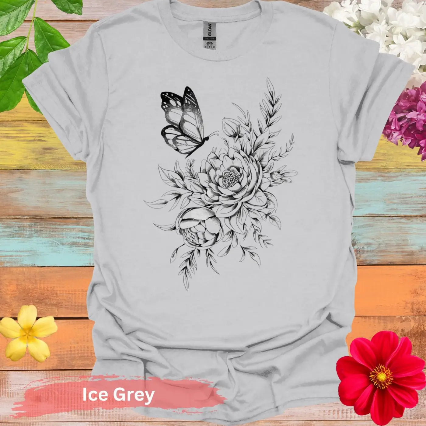 Butterfly and Floral T-shirt - Physical Item