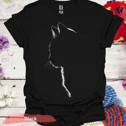 Faded Cat Silhouette T-Shirt - S / Black - Physical Item