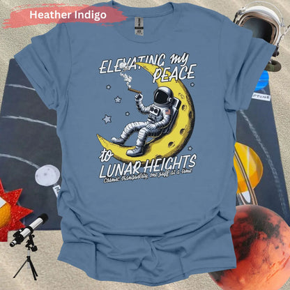 Elevating My Peace Lunar Heights Astronaut T-Shirt - S / Heather Indigo - Physical Item