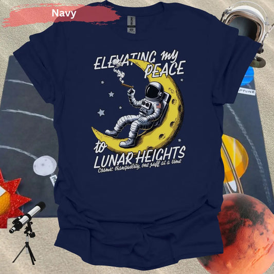 Elevating My Peace Lunar Heights Astronaut T-Shirt - S / Navy - Physical Item