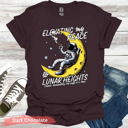 Elevating My Peace to Lunar Heights T-Shirt - S / Dark Chocolate - Physical Item