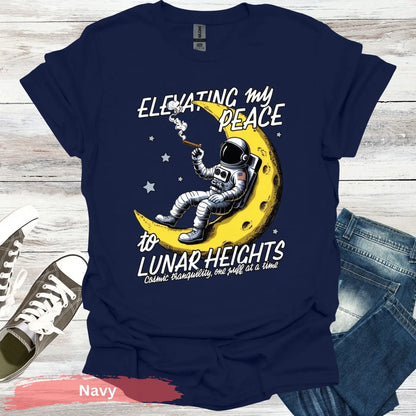 Elevating My Peace to Lunar Heights T-Shirt - S / Navy - Physical Item