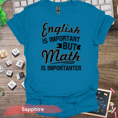 English Is Important But Math Importanter T-Shirt - S / Sapphire - Physical Item