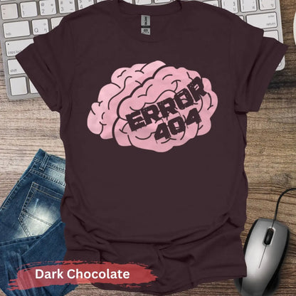 Error 404 Brain T-shirt - S / Dark Chocolate - Physical Item