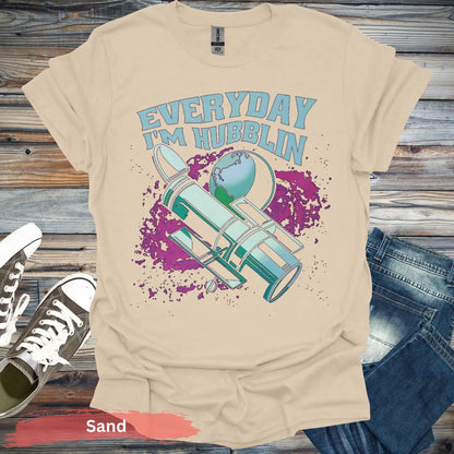 Everyday I’m Hubblin Astronaut T-shirt - S / Sand - Physical Item